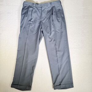 Jos A Banks Traveler Mens Pleated Dress Pants‎ Gray Cuffed Formal Sz 38x29